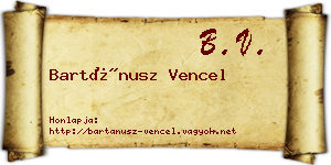 Bartánusz Vencel névjegykártya